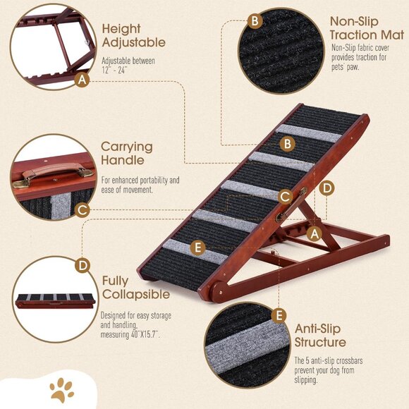 Wooden Adjustable Pet Ramp for All Dogs and Cats - Picture 2 of 9